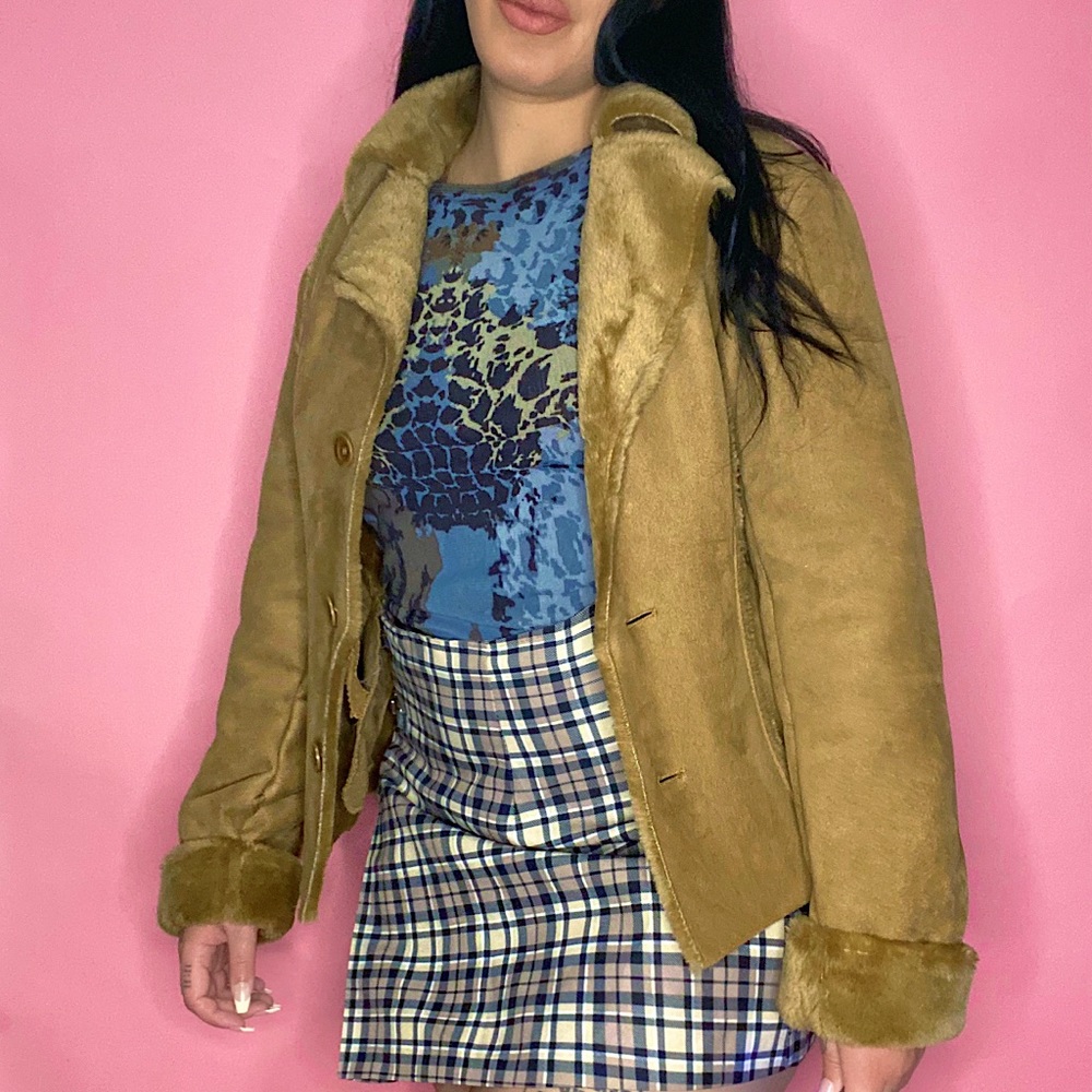 vintage faux fur trim jacket